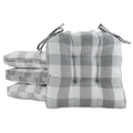 – Fiber Filled Premium Chair Pads - Chair Pads with Tiebacks –14” L X 15” W – Gray - Set of 4