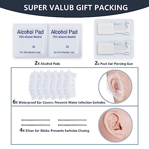 16 Pcs Disposable Ear Piercing Kit with Cubic Zirconia Stud F616