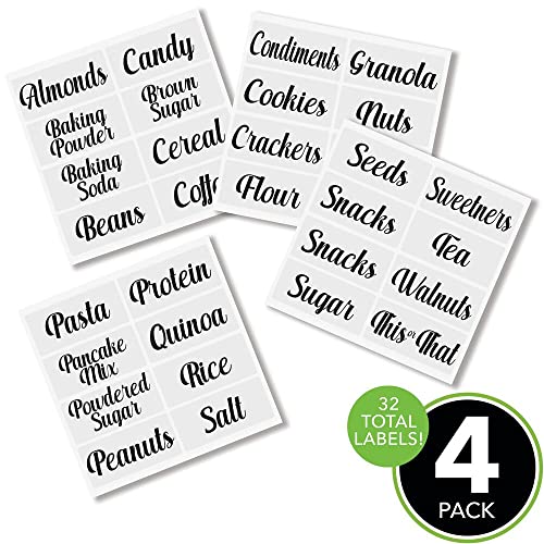 Preprinted Label Stickers for Kitchen Pantry Storage, 32 Count L8427