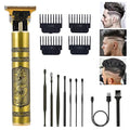 Professional Cordless Hair Trimmer, Hair Clippers for Men T Blade Trimmer Zero Gapped Trimmer Rechargeable Beard Trimmer Shaver Hair Cutting Kit with Ear Spoon Tool Set, Black