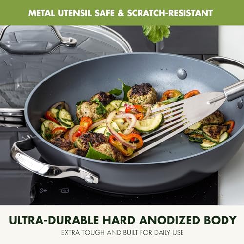 Healthy Ceramic Nonstick 11 Inch Frying Pan with Lid J49486