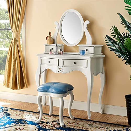 Upholstered Vanity Stool with Solid Wood Frame Q553