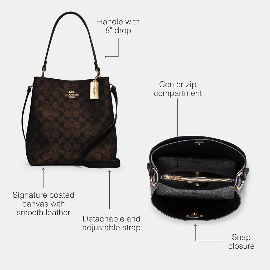 Town Bucket Bag, Brown Black V4263