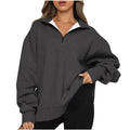 Oversized Half Lapel Zip Sweatshirts for Women 2024 Fall Winter Casual Solid Long Sleeve Pullover Tops