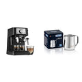 De'Longhi Manual Espresso Machine with 15 Bar Pump, Milk Frother, and 2 Thermo Espresso Glasses