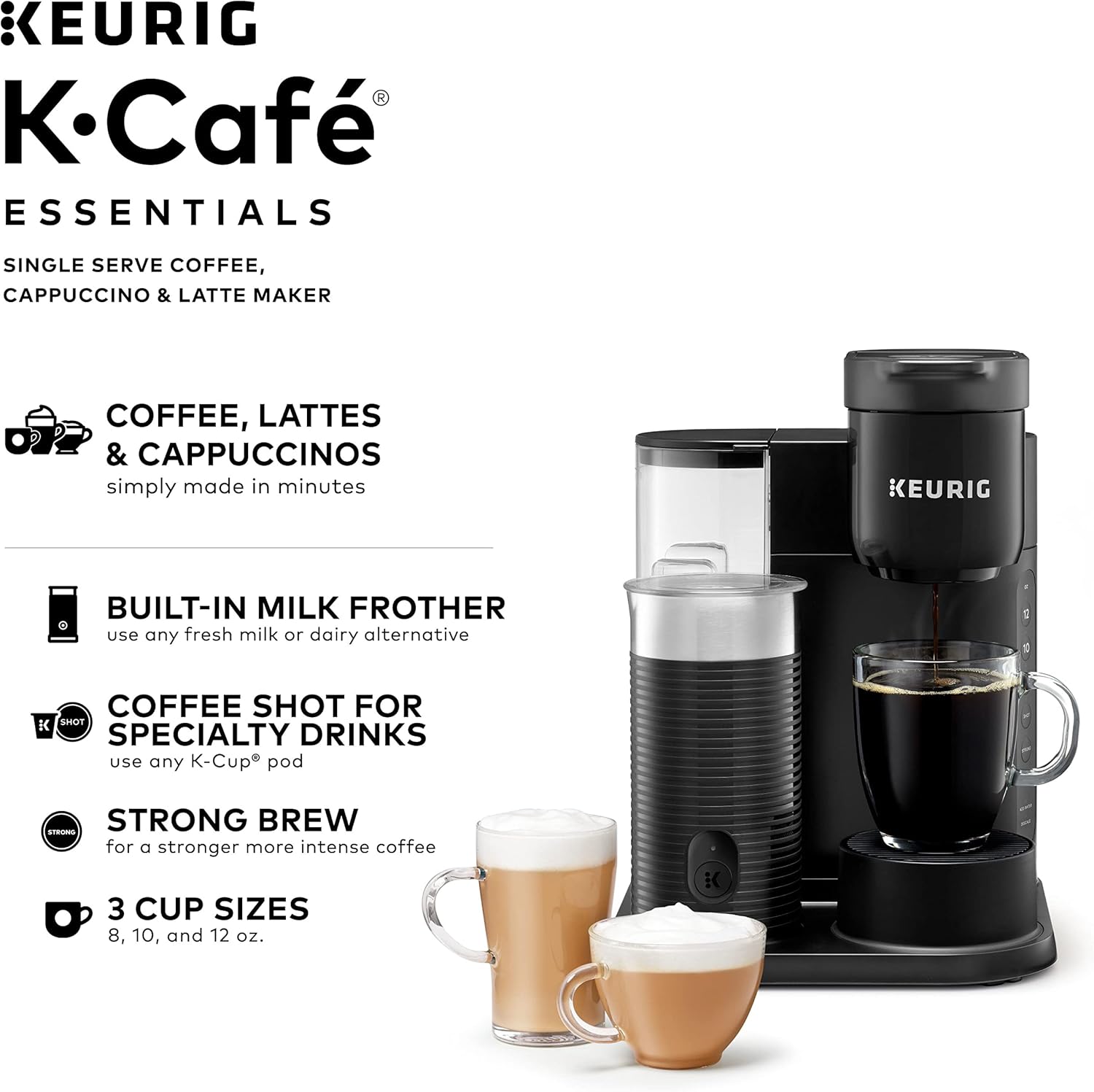 Single Serve Coffee Maker, Latte and Cappuccino, Black I557