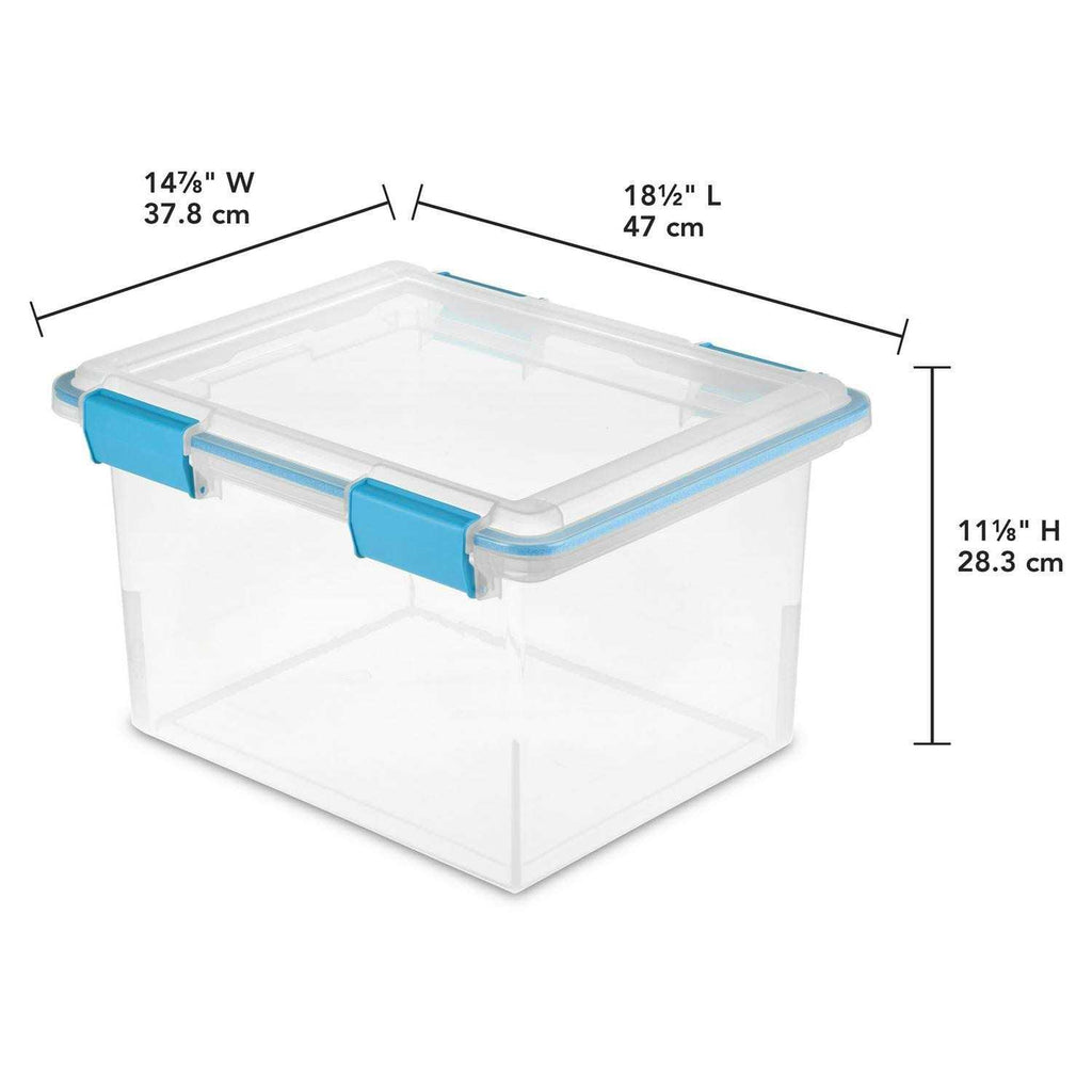 32 Qt Gasket Box Clear Base with Blue Lid, Set of 4 V560