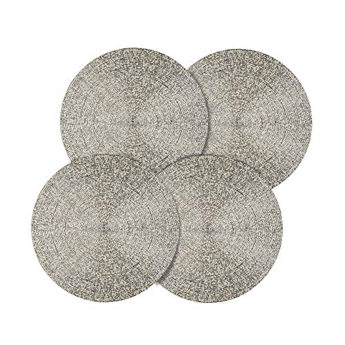 Gold Beaded Round Fabric Placemat, 14"