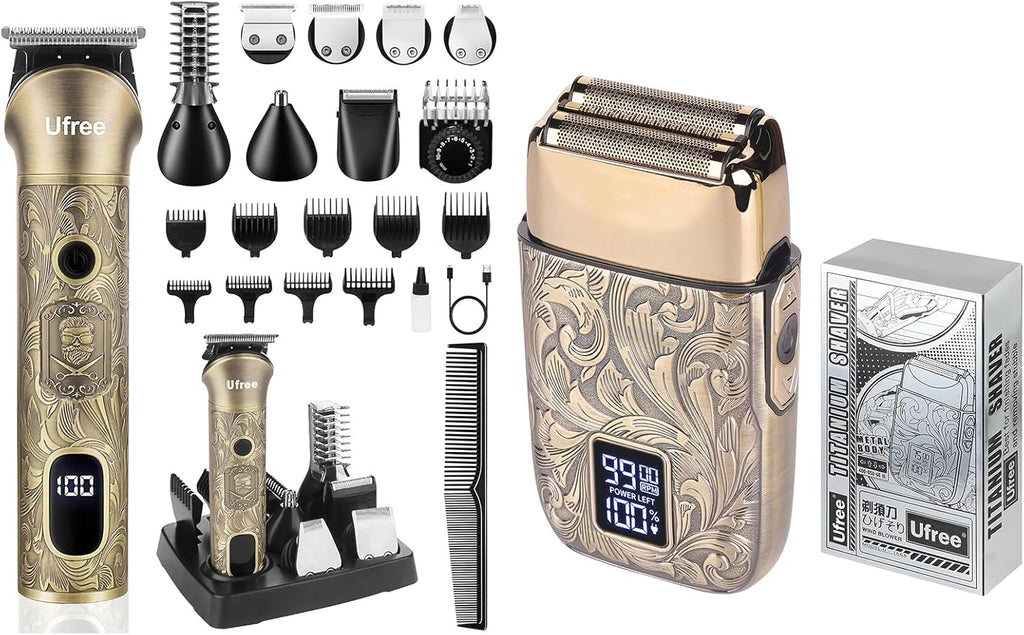 Ufree Beard Trimmer for Men with Electric Shavers for Men, Beard Grooming Kit, Gifts for Men