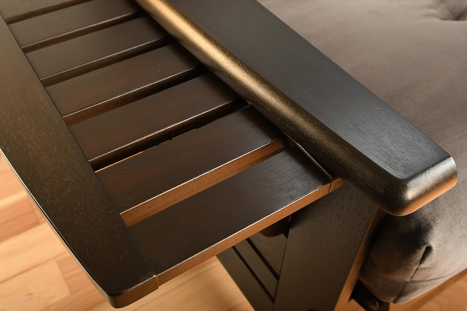 Full Size Futon in Espresso Finish, Linen Charcoal K208