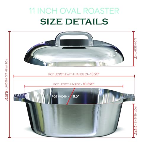Cast Aluminum Dutch Oven with Lid - 5 Quart Oval Pot for Bread Baking and Roasting K600