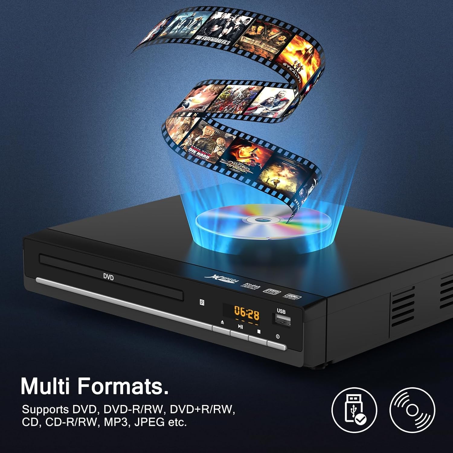 DVD Player for TV with HDMI, Plays All Regions, CD & USB Support Z7670
