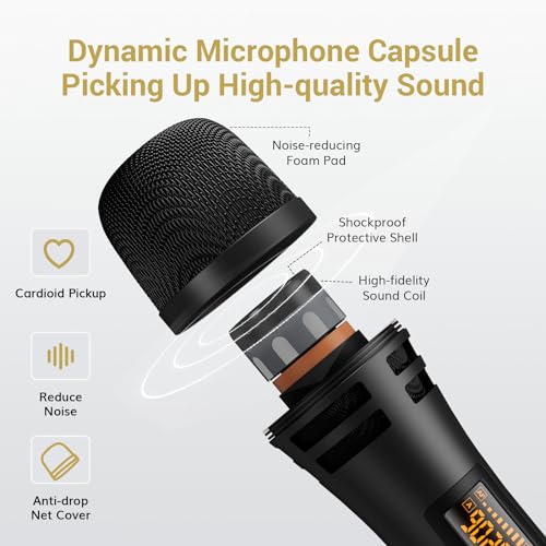 Wireless Microphone System with Receiver for Karaoke and Singing K9162