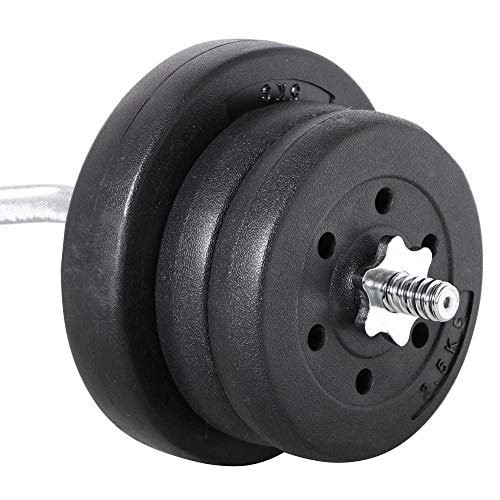 Olympic Curl Bar & 6 Weight Plates & 2 Barbell Clamps, 55LB Set V304