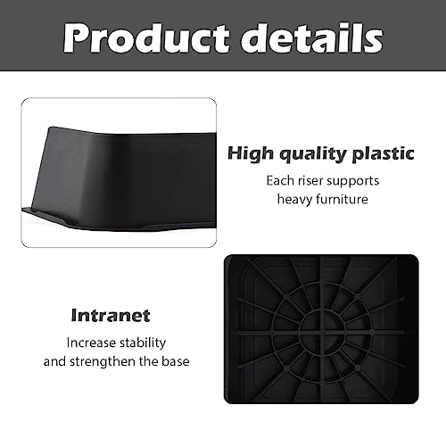 Furniture Risers for Bed, Couch, Sofa, Table and Chair, 2 or 4 Inch, Black W8830