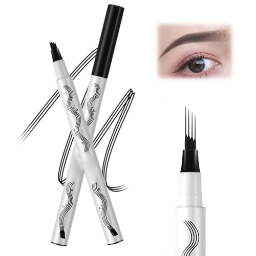 4 Tip Microblade Brow Pen, 2024 New Microblading Eyebrow Pen Magic 4 Tip Eyebrow Pencil Tattoos Pen, 4 Head Split Waterproof Long Lasting Wild Eyebrow Pencil for Women Natural Makeup (Light Brown)