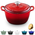 Signature Enameled Cast Iron Dutch Oven, Non-Stick Serving Pot with Tight Fitting Lid for Perfect Roasting, Baking, Sauteing, and Bread Making | 10Q (9.5L) - Ocean Blue