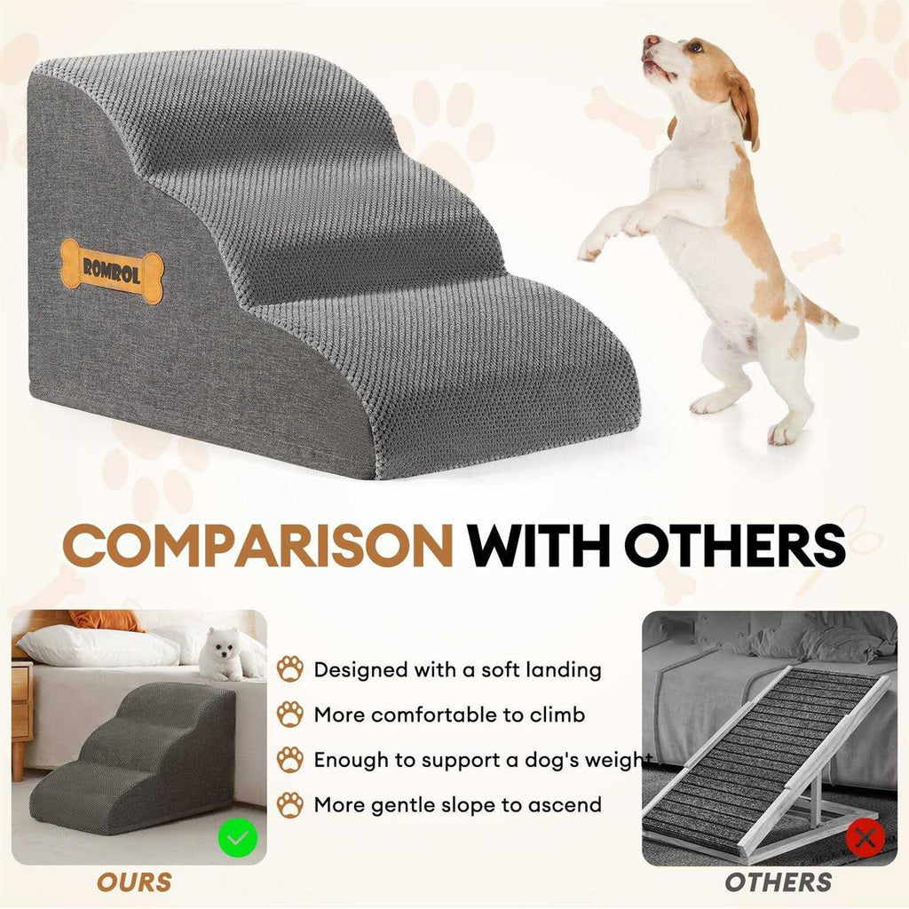 Dog Stairs Ramp for Beds Couches, Extra Wide Pet Steps with Non-Slip Waterproof Cover Y8596