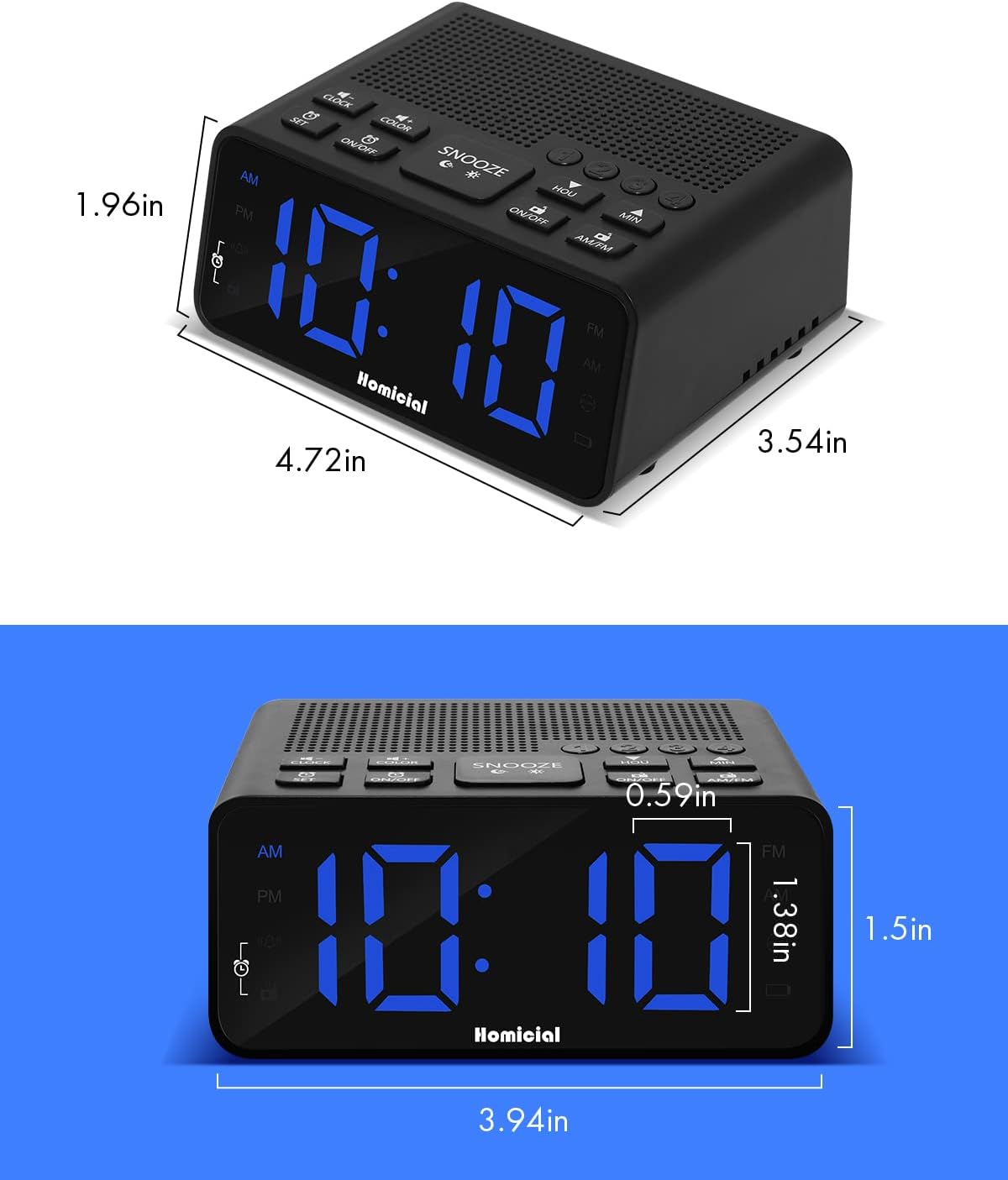 LED Alarm Clock Radio with AM/FM, Dimmer and Sleep Timer U5715