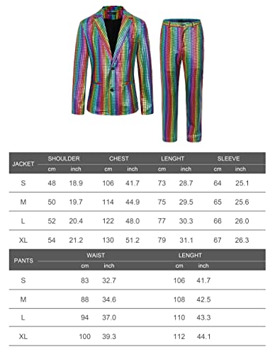 70s Disco Costume Suit Set 2 Pieces Metallic Jacket and Pants P284376