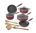 Pioneer Woman Frontier Speckle 12-Piece Aluminum Cookware Set (Coral)