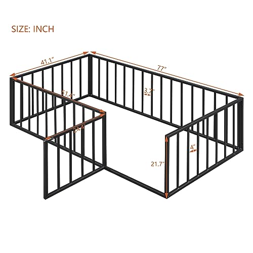 Metal Kids Floor Bed with Door X18684