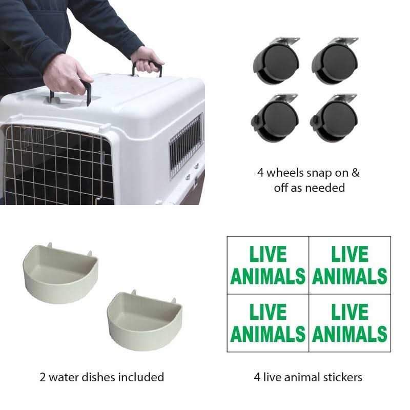 Rolling Plastic Wire Door Travel Dog Crate N14032
