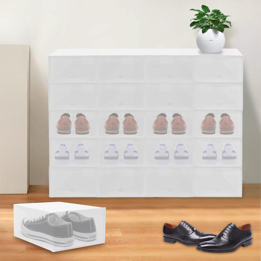 20 Pack Transparent Plastic Shoe Box W22964