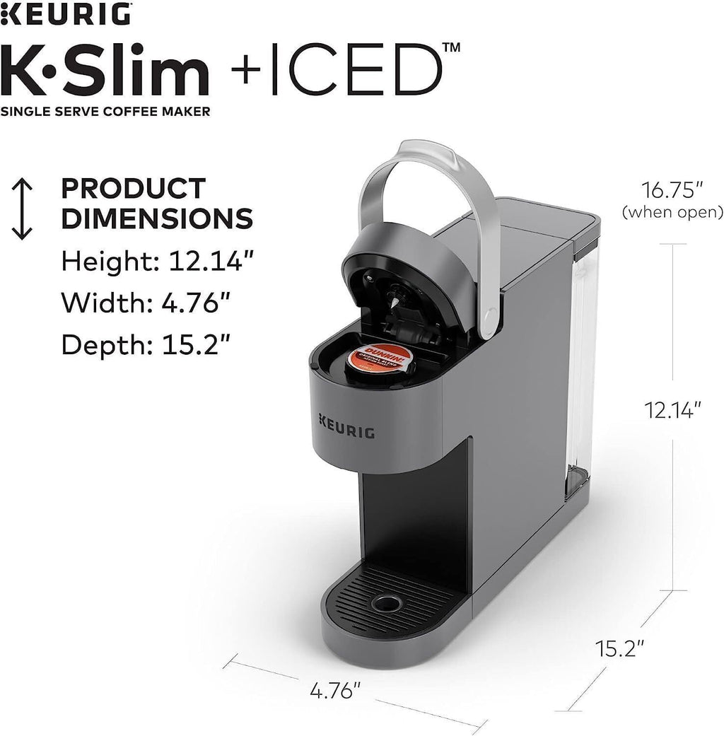 Single Serve Iced Coffee Brewer with 3 Brew Sizes, Space-Saving Design, Bundle with Medium Roast Pods and Cleaning Cups Y752361