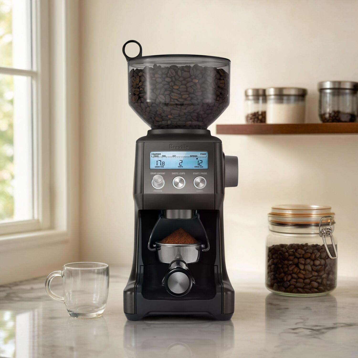 Coffee Grinder, Black Stainless Y84263