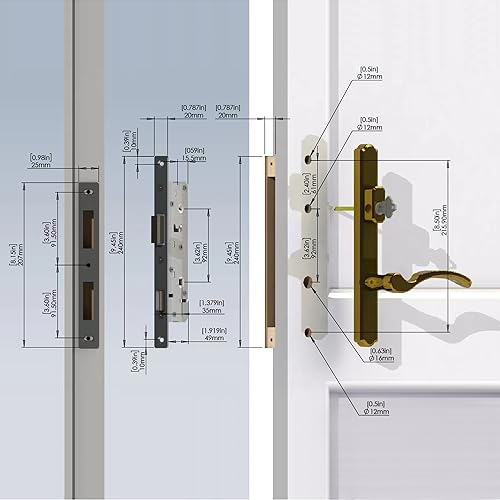 Hinged Patio Door Lever Handle with Mortise Lock Set L869