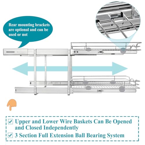 2 Tier Pull Out Cabinet Organizer for Kitchen, Bathroom, Pantry V440