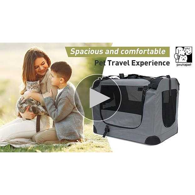Large Cat Carrier Soft-Sided Portable Pet Crate for Car Traveling with Collapsible Litter Box and Bowl W975639