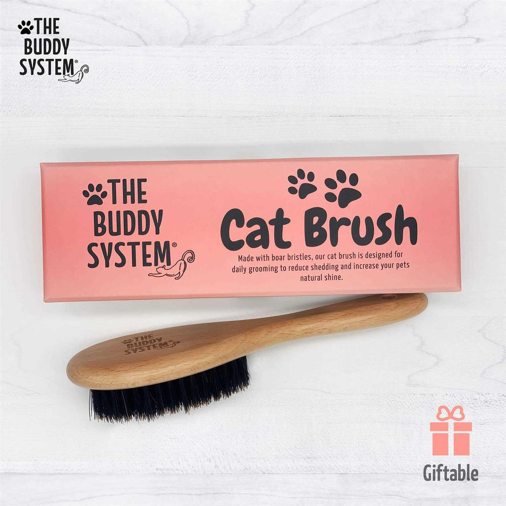 Cat Brush with Boar Bristle and Wooden Handle for Daily Grooming E333