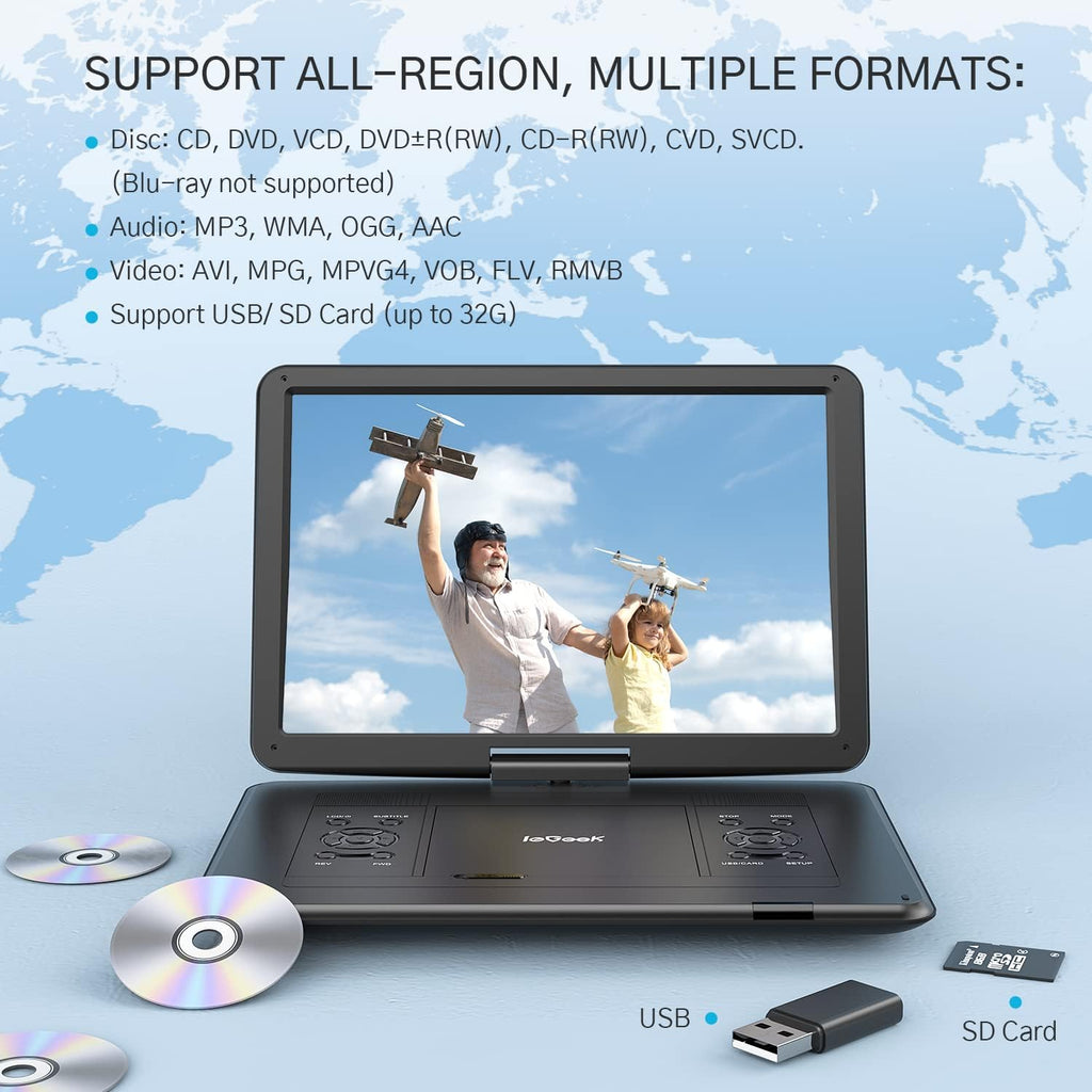 Portable DVD Player with 15.6" Swivel HD Screen P4382