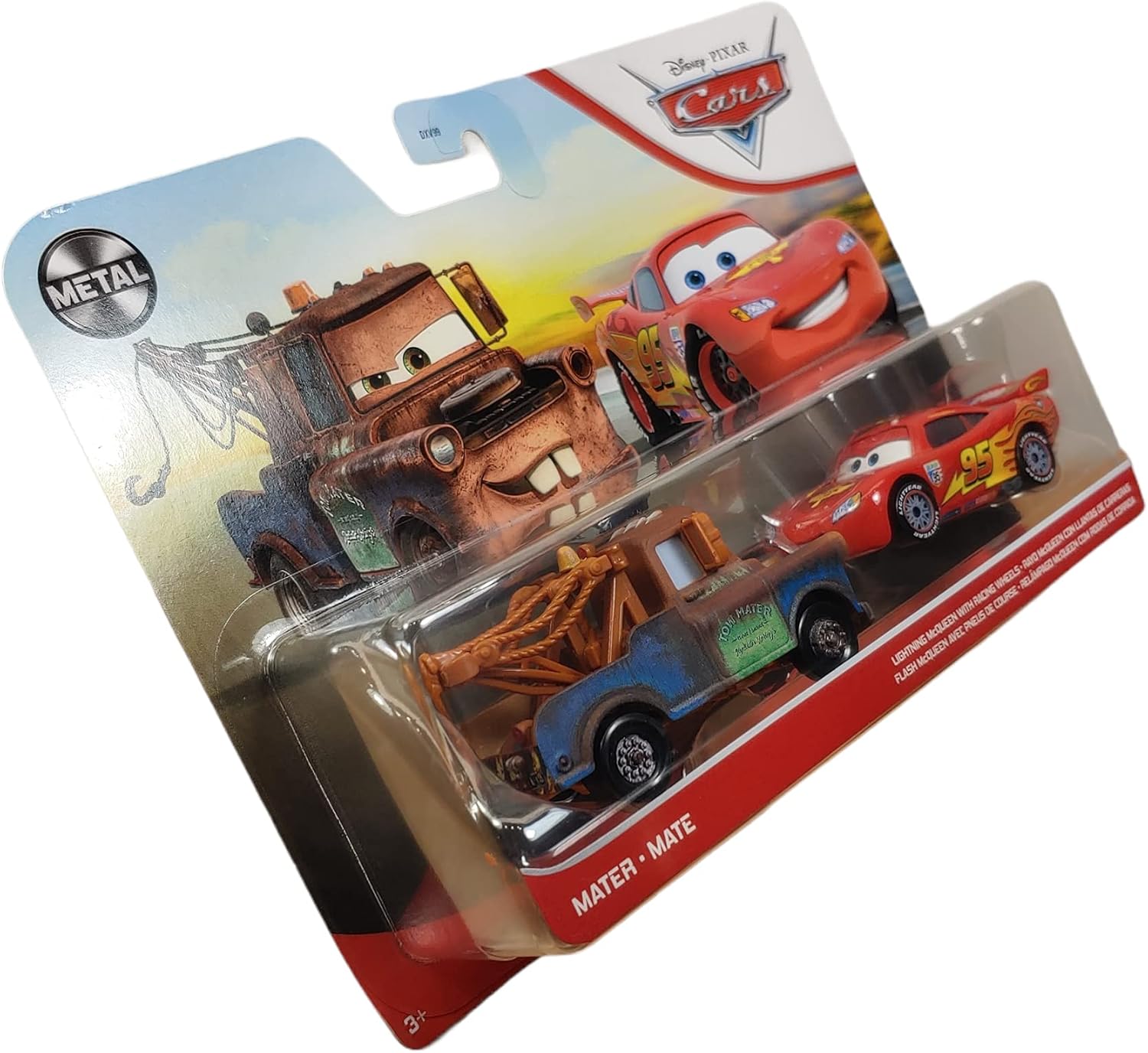 Cars 3 Lightning McQueen & Mater 2-Pack, 1:55 Scale Die-Cast Vehicles for Kids Age 3 and Older W12397