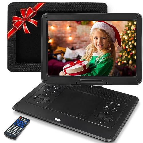 16.9" Portable Mobile DVD Player with 14.1" Large Swivel Screen with 6 Hrs Rechargeable Battery for Kids, Sync TV, Support USB SD Card with Car Charger (Blue)