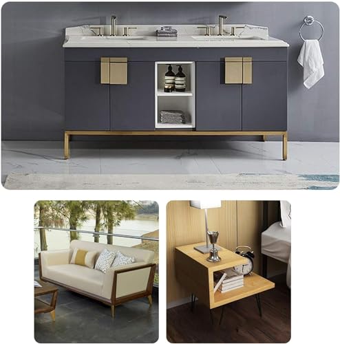 Adjustable Furniture Feet, Metal Cabinet Legs with Screws, Gold 30cm X82317