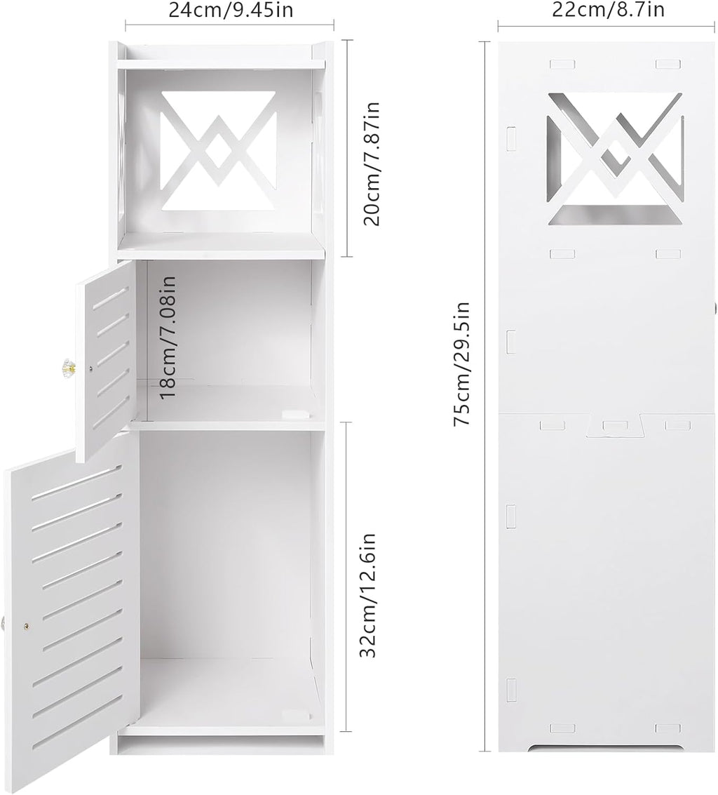 Freestanding Bathroom Storage Cabinet with Double Door and 3-Tier Shelf M277