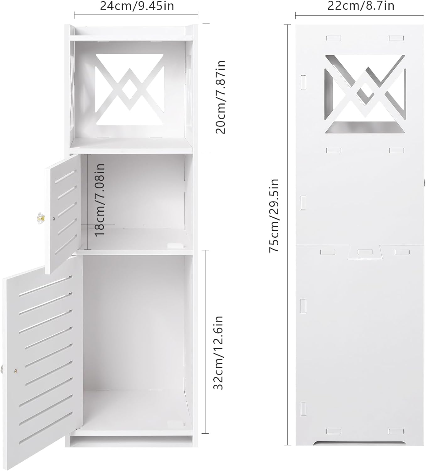 Freestanding Bathroom Storage Cabinet with Double Door and 3-Tier Shelf M277
