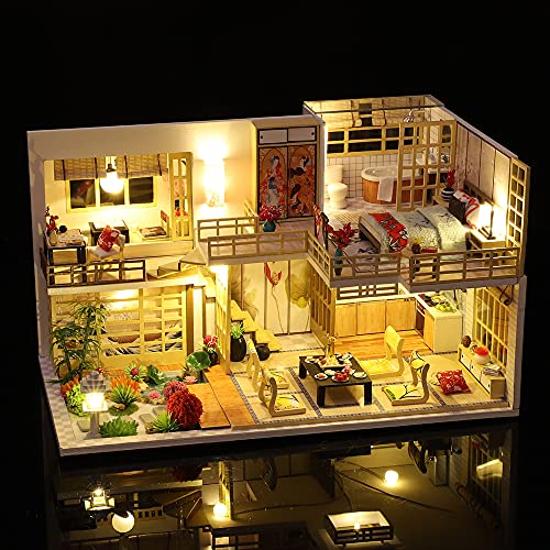 Dollhouse Miniature with Furniture Kit, Handmade Chinese Style Loft DIY House Model P718946