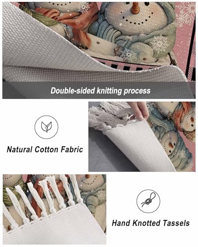 Christmas Blush Pink Large Area Rug 4x6ft Washable Living Room Carpet O2825