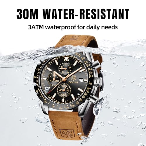 Mens Analog Quartz Chronograph Waterproof Wrist Watch with Calendar I562348