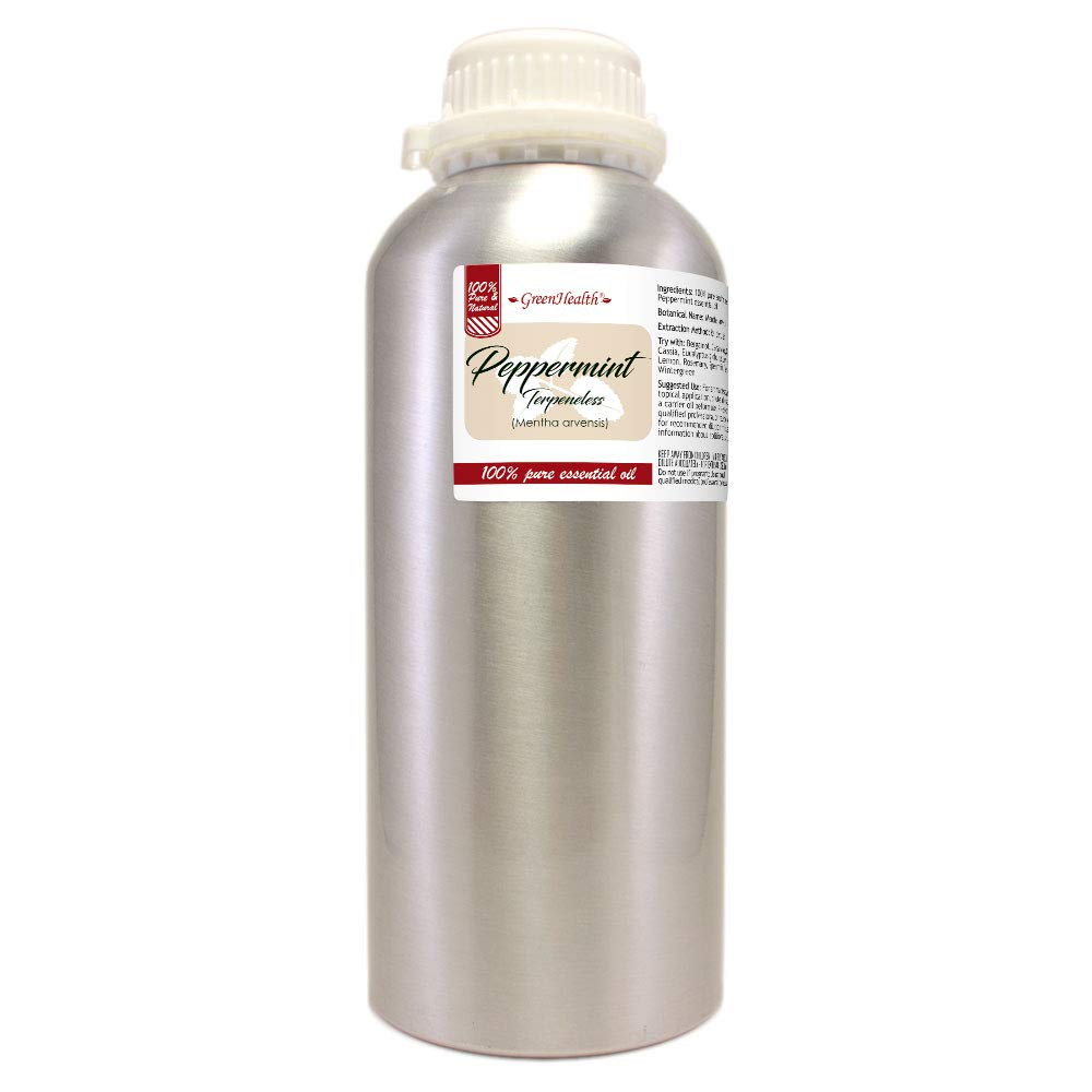 32 fl oz - Peppermint Essential Oil (Terpeneless) 100% Pure - Aluminum Bottle - GreenHealth