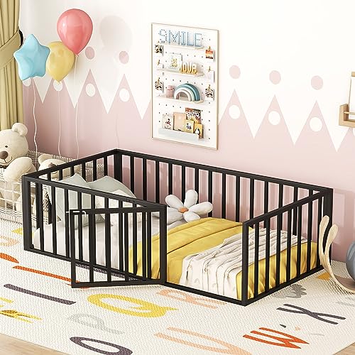 Metal Kids Floor Bed with Door X18684