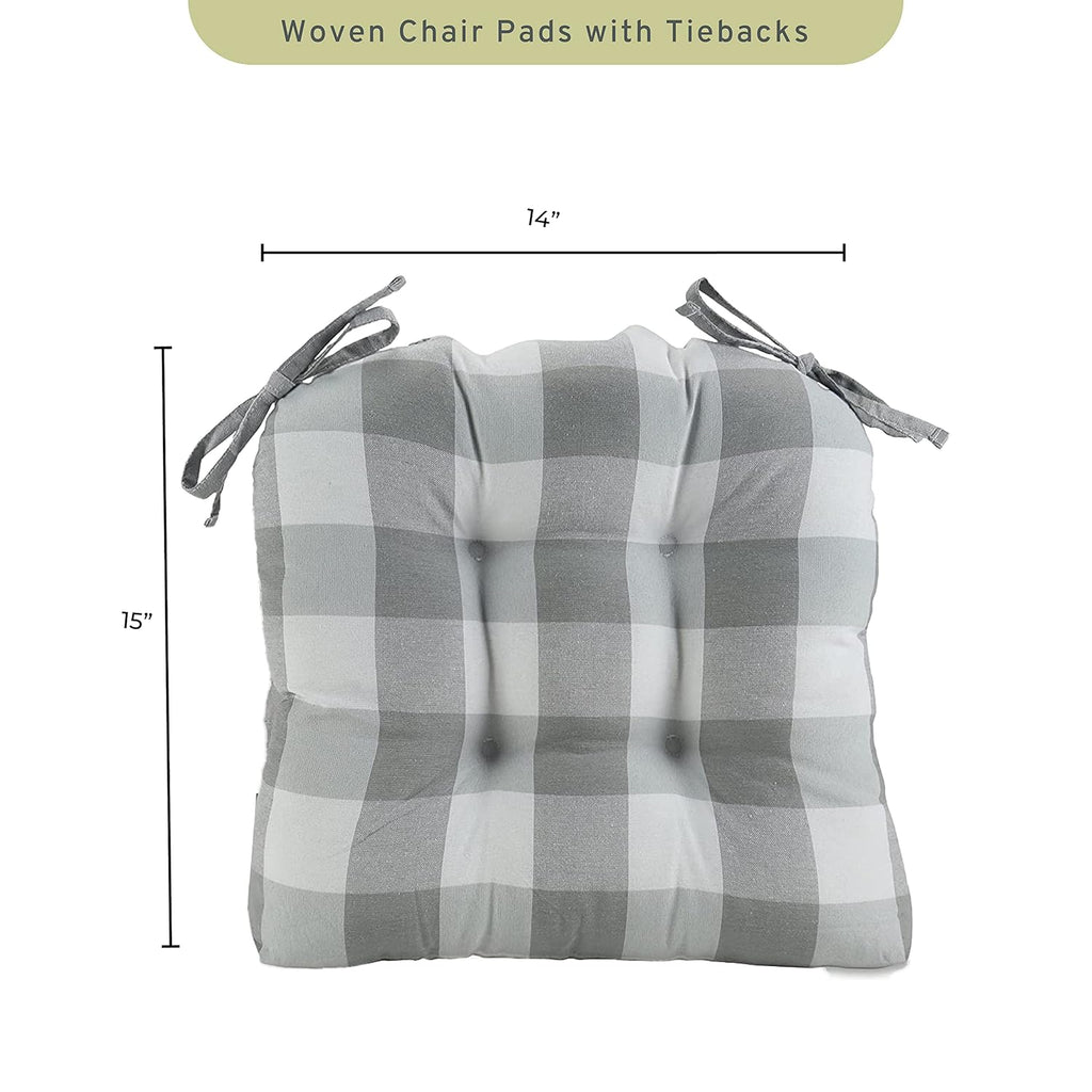 Chair Pads with Tiebacks, Gray, Set of 4 O162