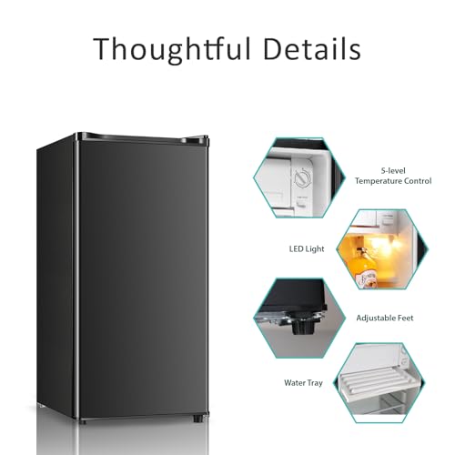 Mini Fridge with Freezer, Single Door 3.1 Cu.Ft, Compact Refrigerator, Black M3483