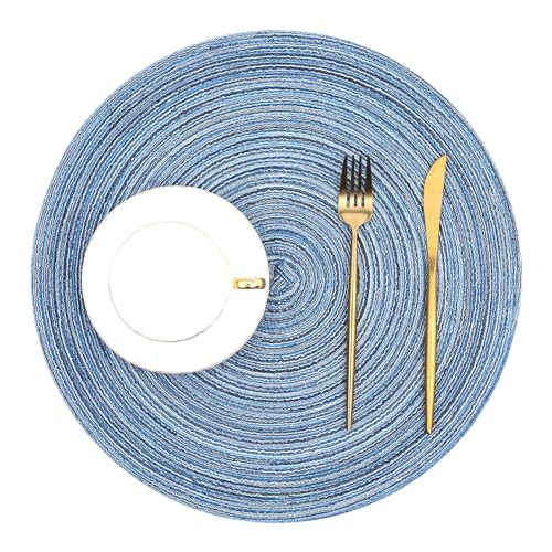 Glitter Gold Round Braided Placemats Set of 8 Washable 15 Inch E600004