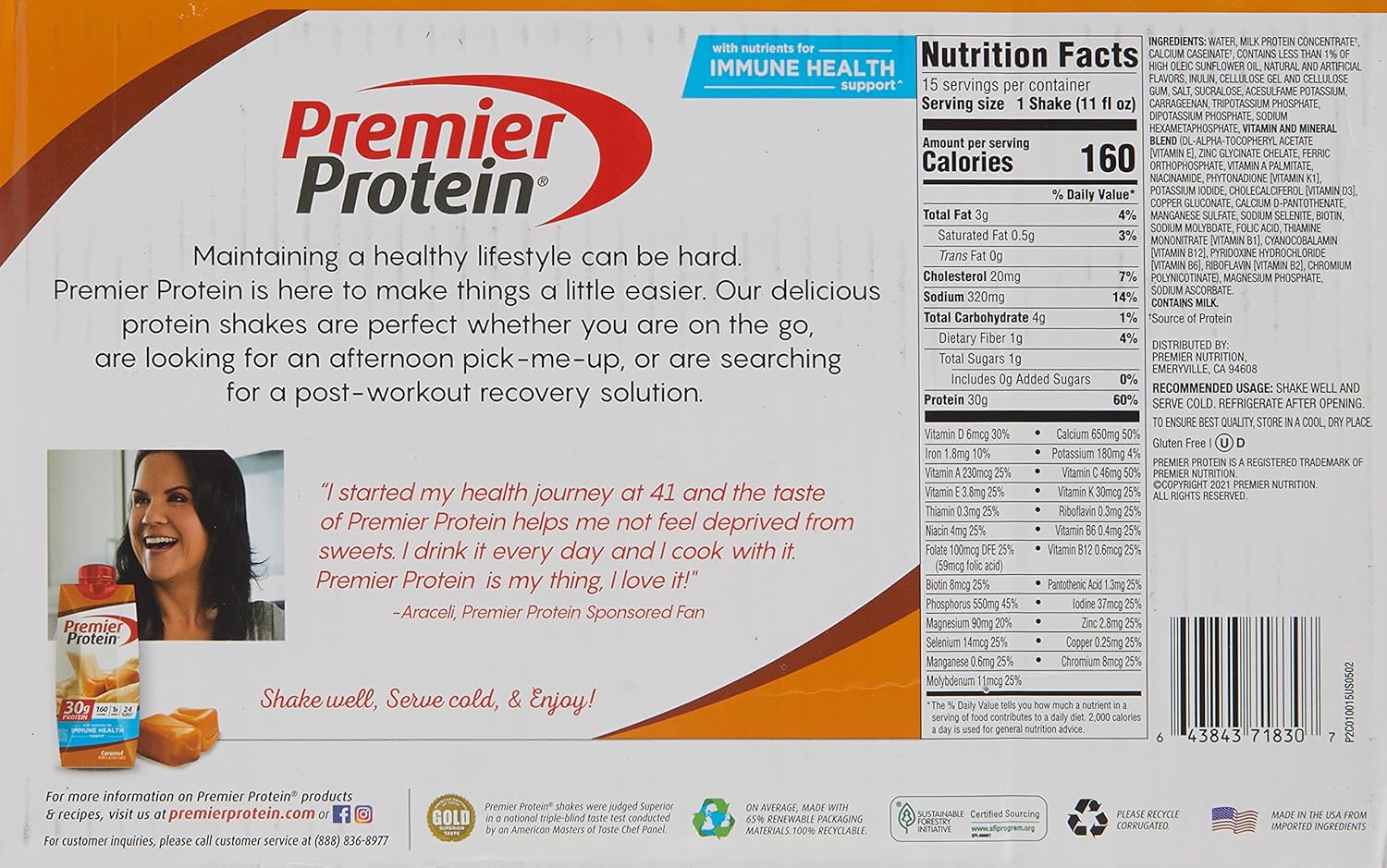 Caramel High Protein Shake, 11 Fl Oz (Pack of 15) X969073