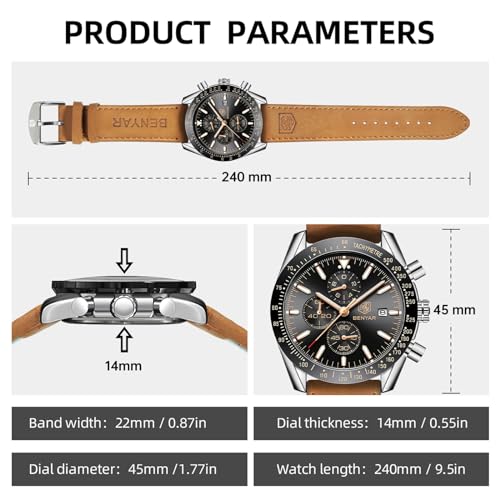 Mens Analog Quartz Chronograph Waterproof Wrist Watch with Calendar I562348